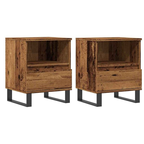 vidaXL Tables de chevet 2 Pièces vieux bois 40x35x50 cm bois d’ingénierie