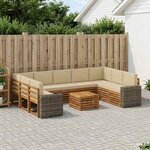 vidaXL Ensemble de canapés d'extérieur 10 pc Naturel et Beige