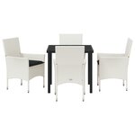 vidaXL Ensemble de salle à manger de jardin 5 pièces avec coussins en poly rotin blanc