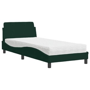vidaXL Lit avec matelas Dover vert foncé 80x200 cm velours
