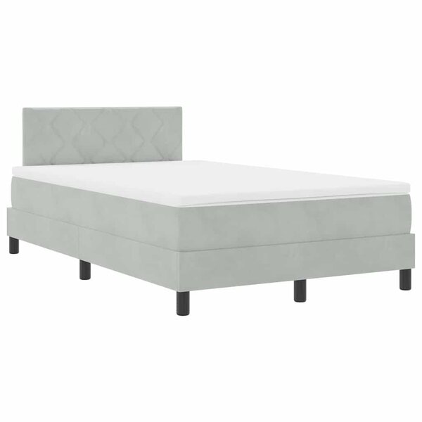 vidaXL Lit à ressort LED avec matelas Gris clair 120 x 190 cm Velours