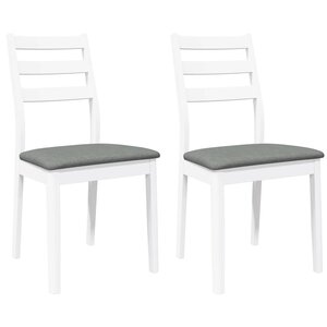 vidaXL Chaises à manger coussins 2 Pièces blanc bois massif caoutchouc