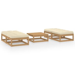 vidaXL Salon de jardin 5 Pièces avec coussins Bois de pin massif
