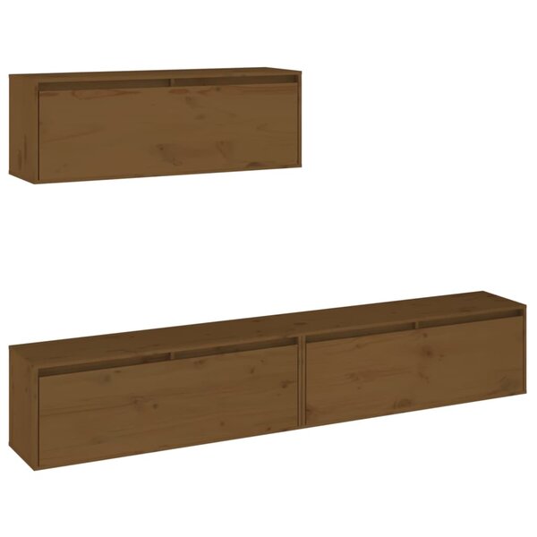 vidaXL Meubles TV 3 Pièces Marron miel Bois massif de pin