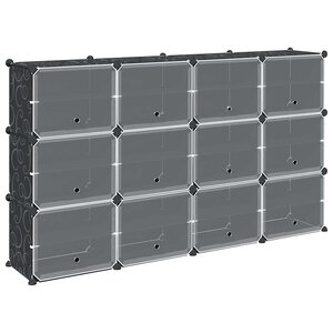 vidaXL Cubes de rangement 12 Pièces avec portes noir PP