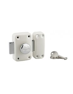THIRARD - Verrou à bouton Apache pour porte d'entrée cylindre 60mm acier 3 clés époxy blanc - THIRARD