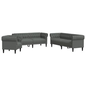 vidaXL Ensemble de canapés 3 Pièces gris foncé tissu
