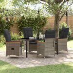 vidaXL Ensemble de salle à manger pour jardin 5 Pièces Gris Poly rotin