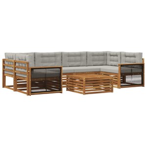 vidaXL Ensemble de canapés d'extérieur 7 pc Naturel et gris clair