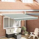 vidaXL Store Rétractable Manuel Vert et Blanc 350x250 cm