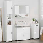 vidaXL Ensemble de mobilier de salle de bain avec tiroir 4 Pièces Blanc