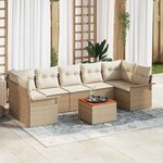 vidaXL Ensemble de canapé de jardin 8 Pièces Beige  Crème 55 x 55 x 37 cm