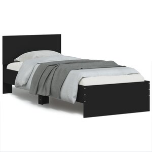 vidaXL Cadre de lit sans matelas avec tête de lit noir 90x200 cm