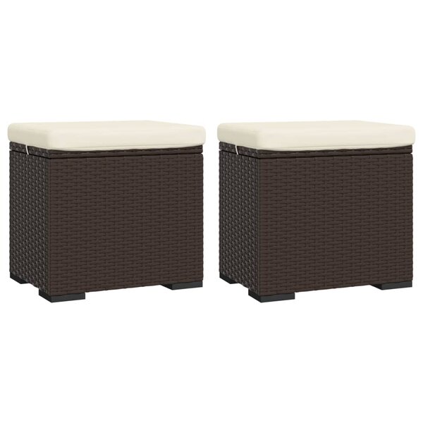 vidaXL Poufs avec coussins lot de 2 marron 40x30x40 cm résine tressée