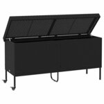 vidaXL Boîte de rangement de jardin et roues noir résine tressée