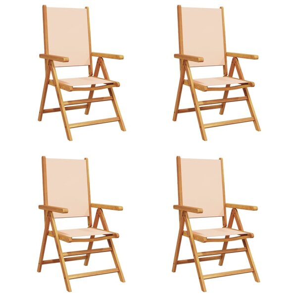 vidaXL Chaises inclinables de jardin lot de 4 beige tissu bois massif
