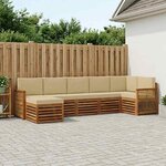 vidaXL Ensemble de canapé d'angle avec coussin 6 Pièces Naturel