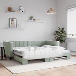 vidaXL Lit de jour avec lit gigogne gris clair 90x190 cm velours