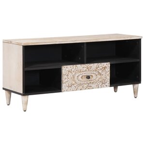 vidaXL Meuble TV Blanc 100 x 33 5 x 46 cm Bois de mangue massif