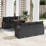 vidaXL Ensemble de canapé de jardin 7 Pièces Noir 100 x 55 x 73 cm