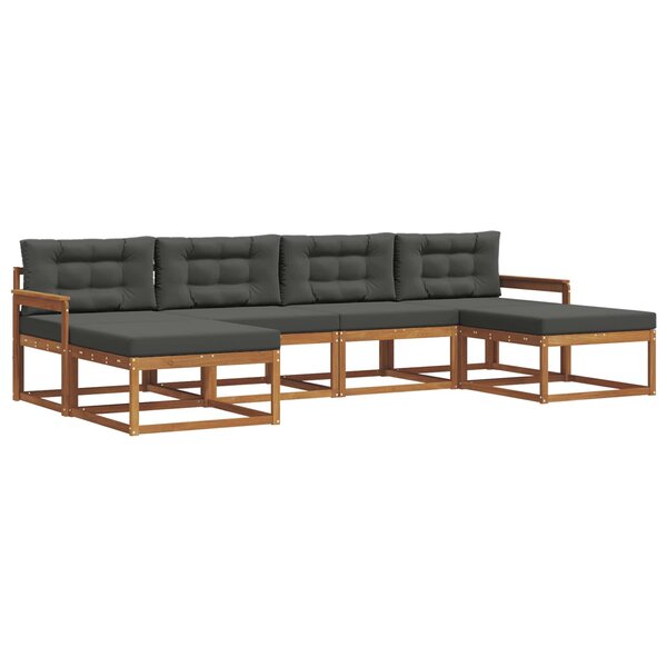 vidaXL Ensemble de canapés d'extérieur 6 pc Naturel et Anthracite