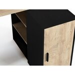 Bureau Indus - chêne et noir - 1 Porte + 3 étageres - de rangement - 120 x 90 x 76 cm