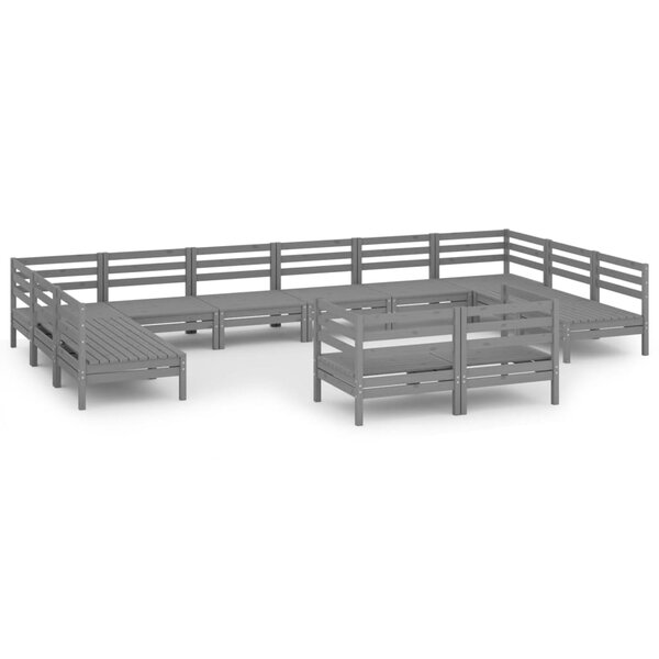 Salon de jardin meuble d'extérieur ensemble de mobilier 12 pièces gris bois de pin massif 02_0015710