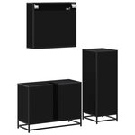 vidaXL Ensemble de meubles salle de bain 3 Pièces noir bois d'ingénierie
