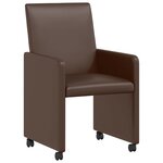 vidaXL Chaises de Salle à Manger avec Roues 2 pc Faux cuir Marron