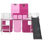 vidaXL Lit mezzanine pour enfants Blanc et rose 107 x 200 cm Métал