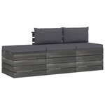 vidaXL Salon palette de jardin 3 Pièces avec coussins Bois de pin massif