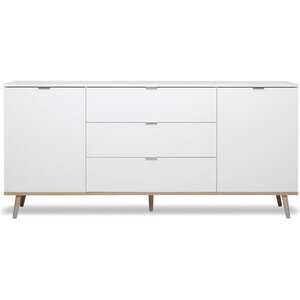 Buffet bas style scandinave chêne et blanc 180 cm