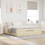 VidaXL Cadre de lit ottoman avec matelas crème 160x200 cm tissu