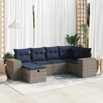 vidaXL Salon de jardin 6 Pièces avec coussins gris résine tressée