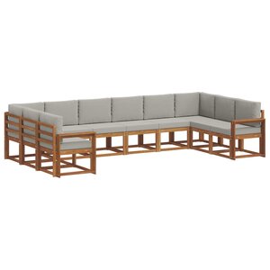 vidaXL Ensemble de canapés d'extérieur 10 Pièces Gris Naturel et Clair