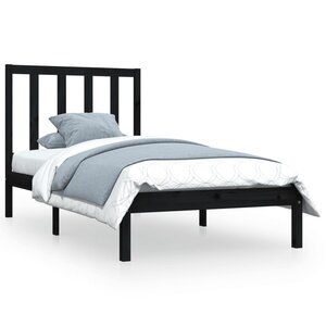 vidaXL Cadre de lit sans matelas noir bois massif de pin 100x200 cm
