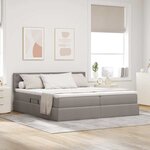 vidaXL Lit de rangement LED avec matelas Taupe 200 x 200 cm Tissu