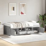 vidaXL Lit de jour avec tiroirs sans matelas gris béton 100x200 cm