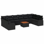 vidaXL Ensemble de canapé de jardin 11 Pièces Noir Poly rotin