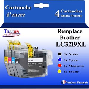 T3AZUR Lot de 4 Cartouches compatibles avec Brother LC3217 / LC3219XL pour Brother MFC-J6535DW  MFC-J6535DW XL  MFC-J6730DW