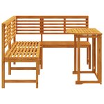 Set de bistro de jardin 3 pièces en bois massif d'acacia