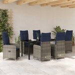 vidaXL Ensemble de salle à manger pour jardin 7 Pièces Gris polyrotin