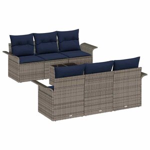 vidaXL Ensemble de canapé de jardin 7 Pièces Gris Poly rotin