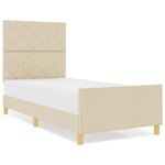 vidaXL Cadre de lit avec tête de lit Crème 100 x 200 cm tissu