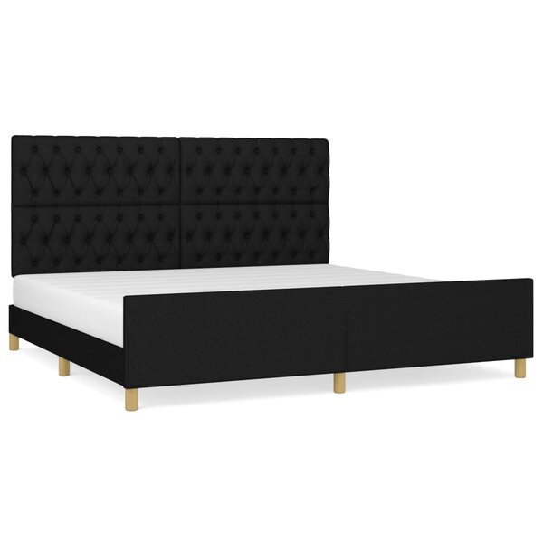 vidaXL Cadre de lit sans matelas avec tête de lit noir 200x200cm tissu