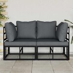 vidaXL Mobilier de jardin avec coussin avec oreiller Noir Aluminium