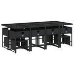 vidaXL Ensemble à manger de jardin 13 Pièces coussins noir résine tressée