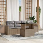 vidaXL Salon de jardin avec coussins 5 Pièces beige résine tressée