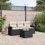 vidaXL Salon de jardin 4 Pièces avec coussins noir résine tressée