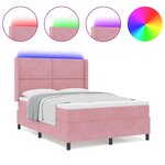 vidaXL Lit à Ressorts avec Matelas LED Rose 140 x 190 cm Velours